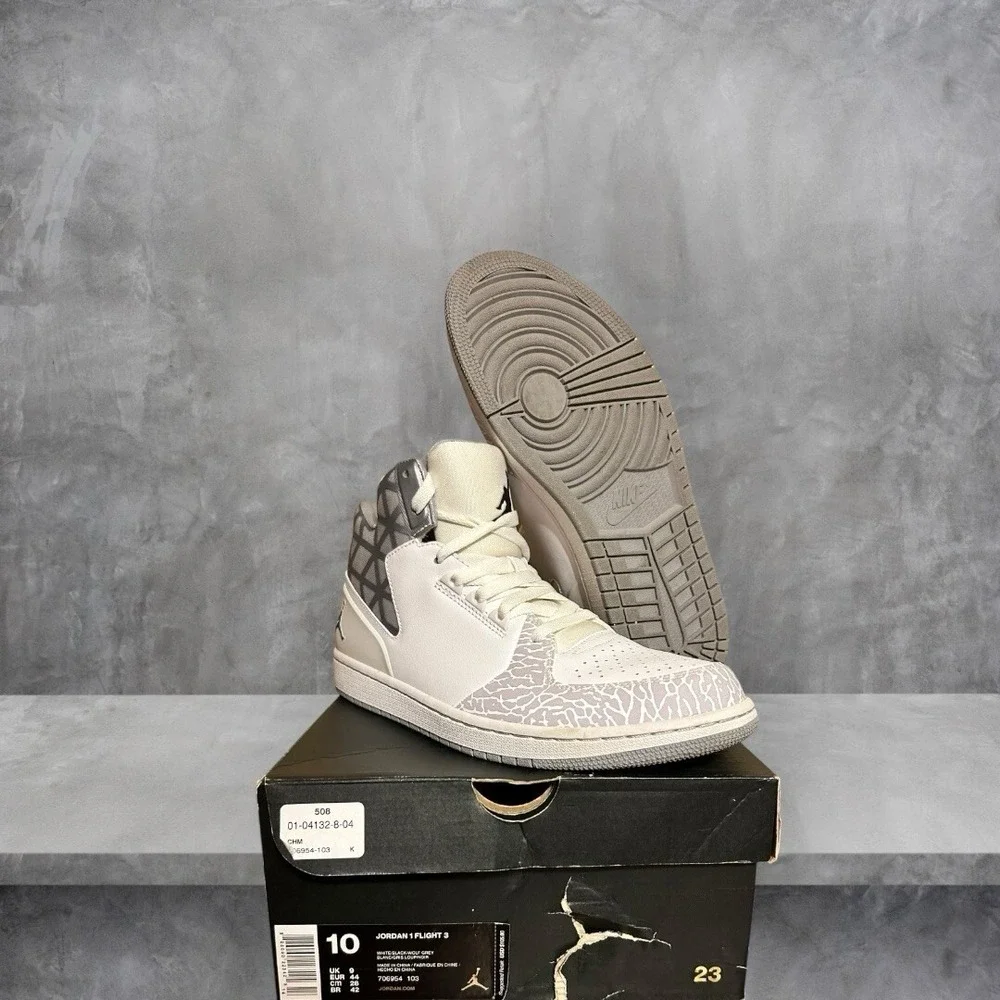 Air Jordan 1 Flight 3 Cement Wolf Grey 706954-103 Mens Sneaker Size 10 OG Box